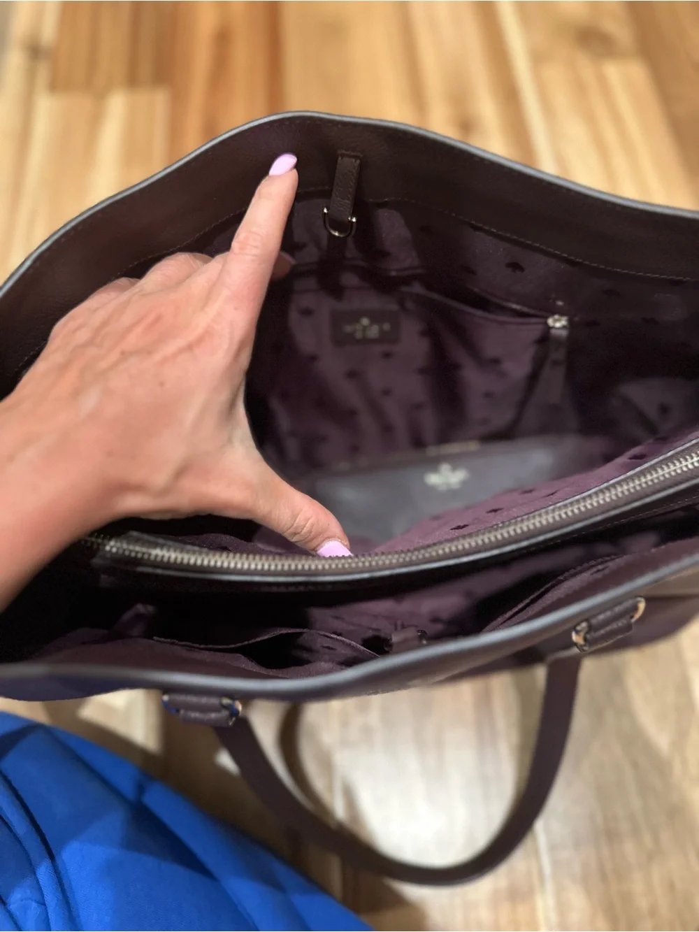 kate spade Leather Laptop Tote in Deep Plum